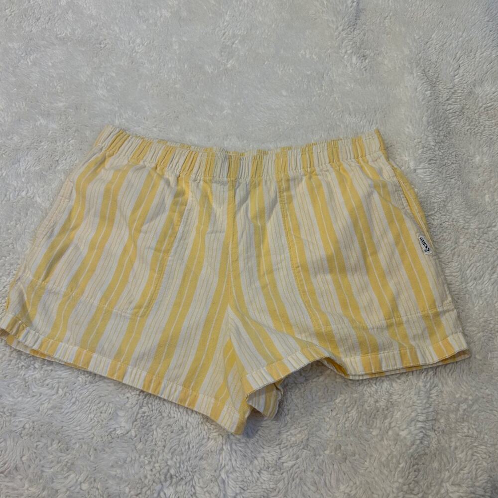 Guess Womens VTG Made in USA Yellow Cotton Shorts Boho Indie Summer Casual Sz 2